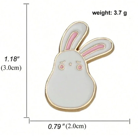 Bunny Bean Gold and Pink/White Enamel Pin - Picture 4 of 5